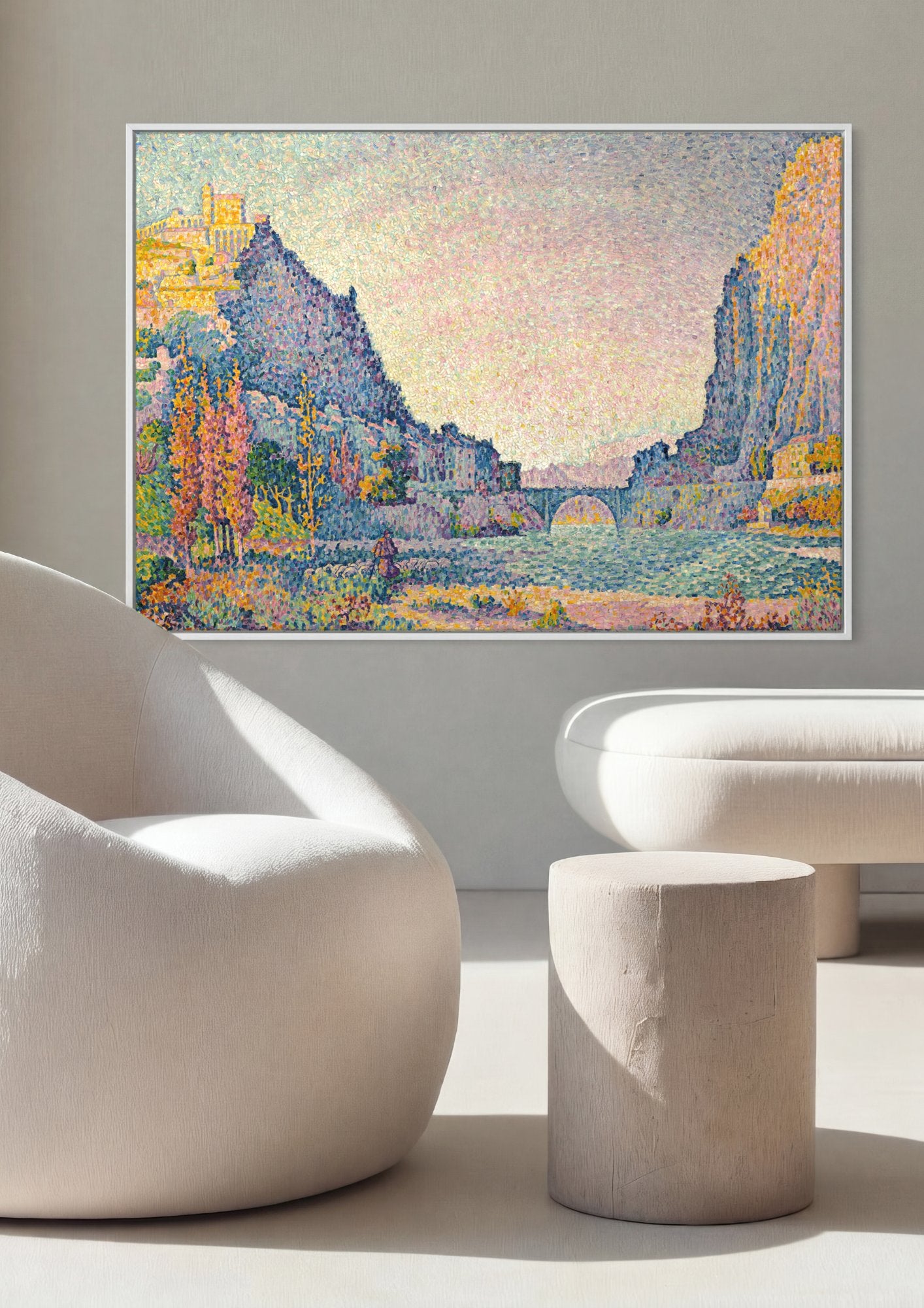 Quadro Decorativo A Ponte das Artes - Paul Signac em ambiente decorado