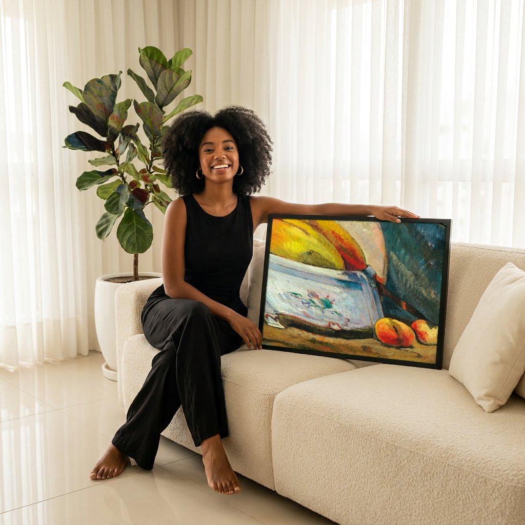 Quadro Decorativo Maçãs e Pêssegos - Paul Gauguin com modelo em ambiente