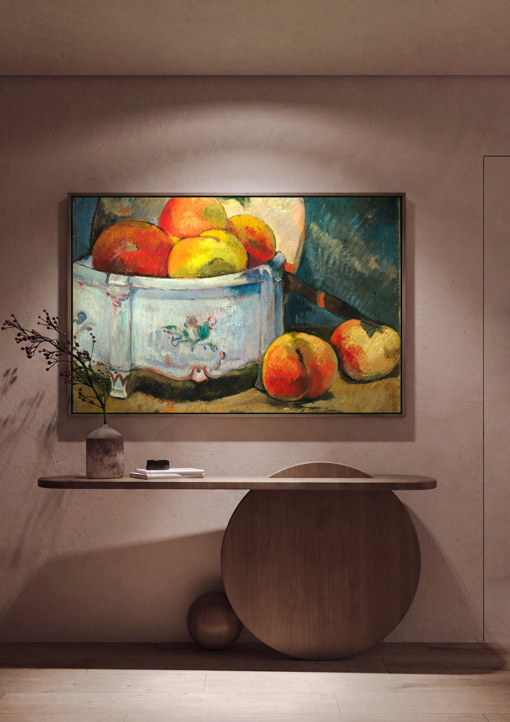 Quadro Decorativo Maçãs e Pêssegos - Paul Gauguin em ambiente decorado