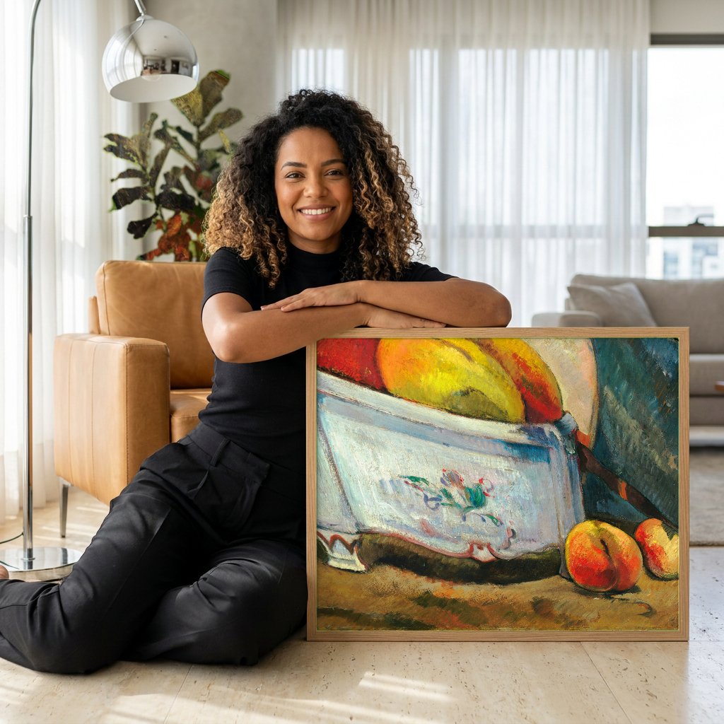 Quadro Decorativo Maçãs e Pêssegos - Paul Gauguin com modelo em ambiente