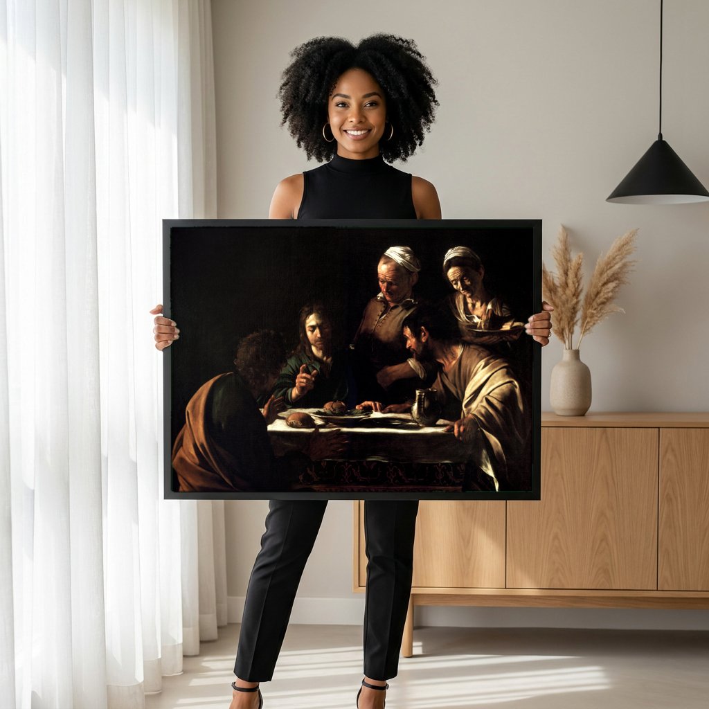Quadro Decorativo A Ceia em Emaús - Caravaggio com modelo em ambiente