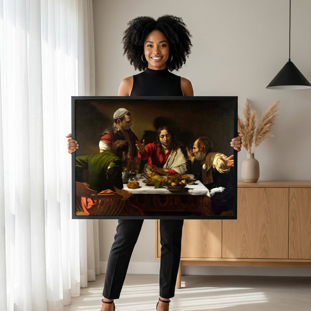 Quadro Decorativo A Ceia em Emaús - Caravaggio com modelo em ambiente
