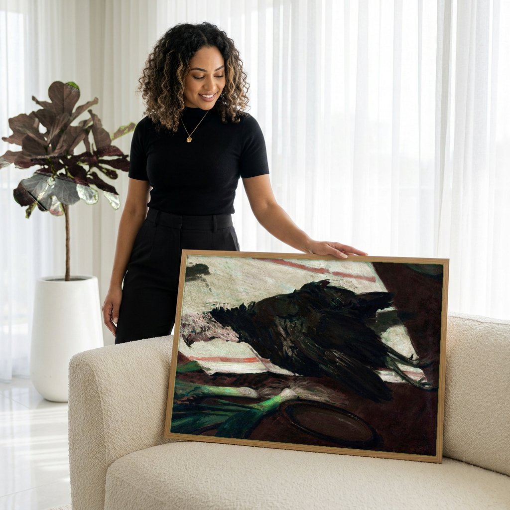 Quadro Decorativo Natureza-Morta com Ave - Jacques Émile Blanche com modelo em ambiente