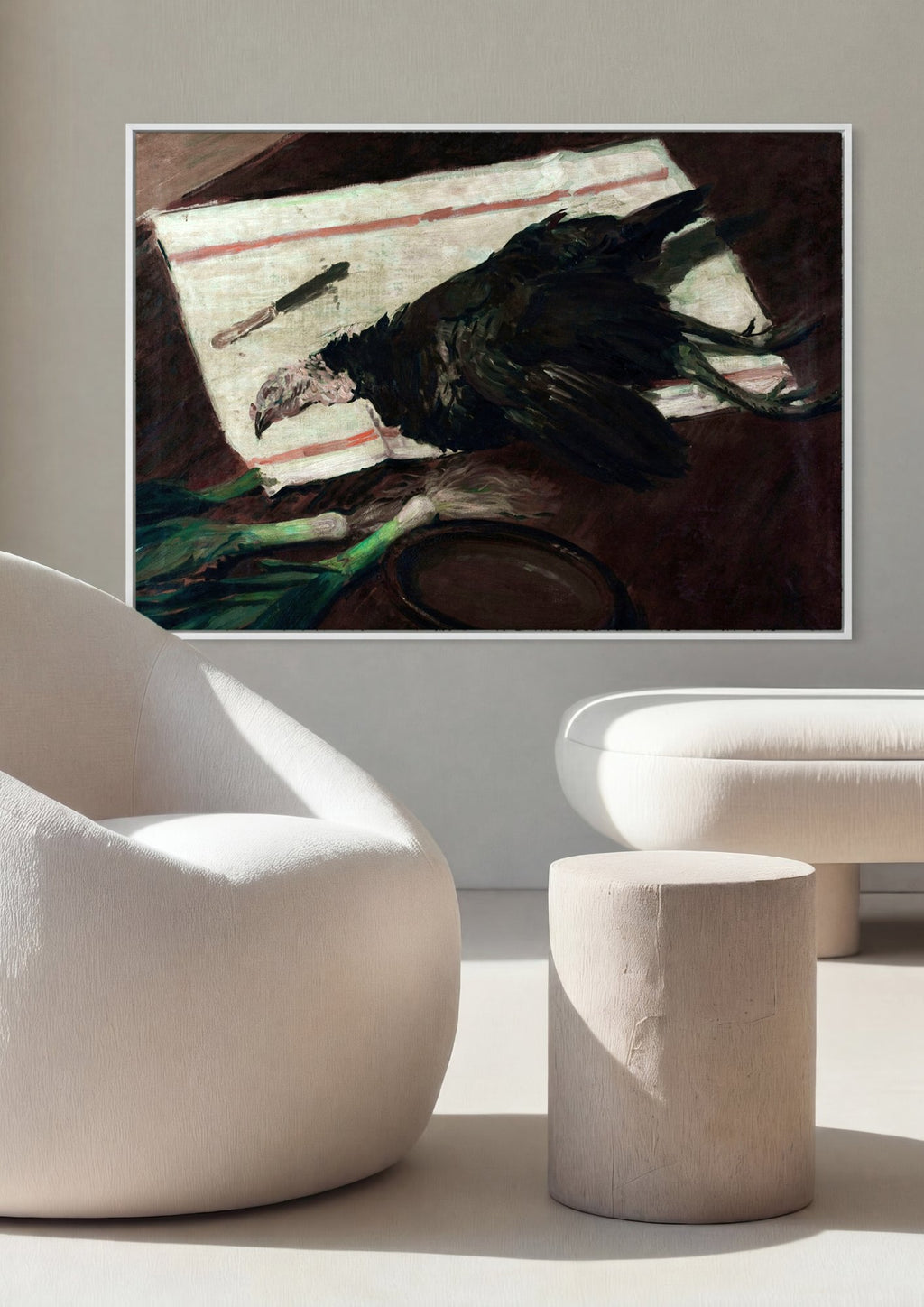 Quadro Decorativo Natureza-Morta com Ave - Jacques Émile Blanche em ambiente decorado