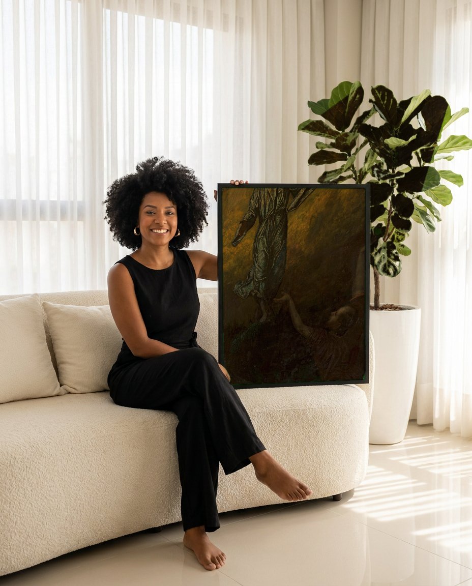 Quadro Decorativo A Ressurreição de Lázaro - Hans Thoma com modelo em ambiente