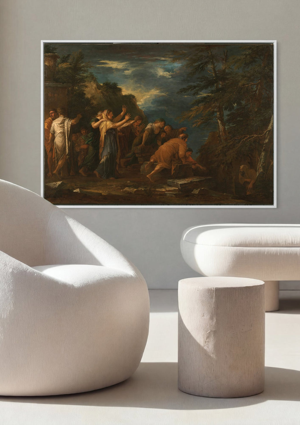 Quadro Decorativo A Ressurreição de Lázaro - Salvator Rosa em ambiente decorado