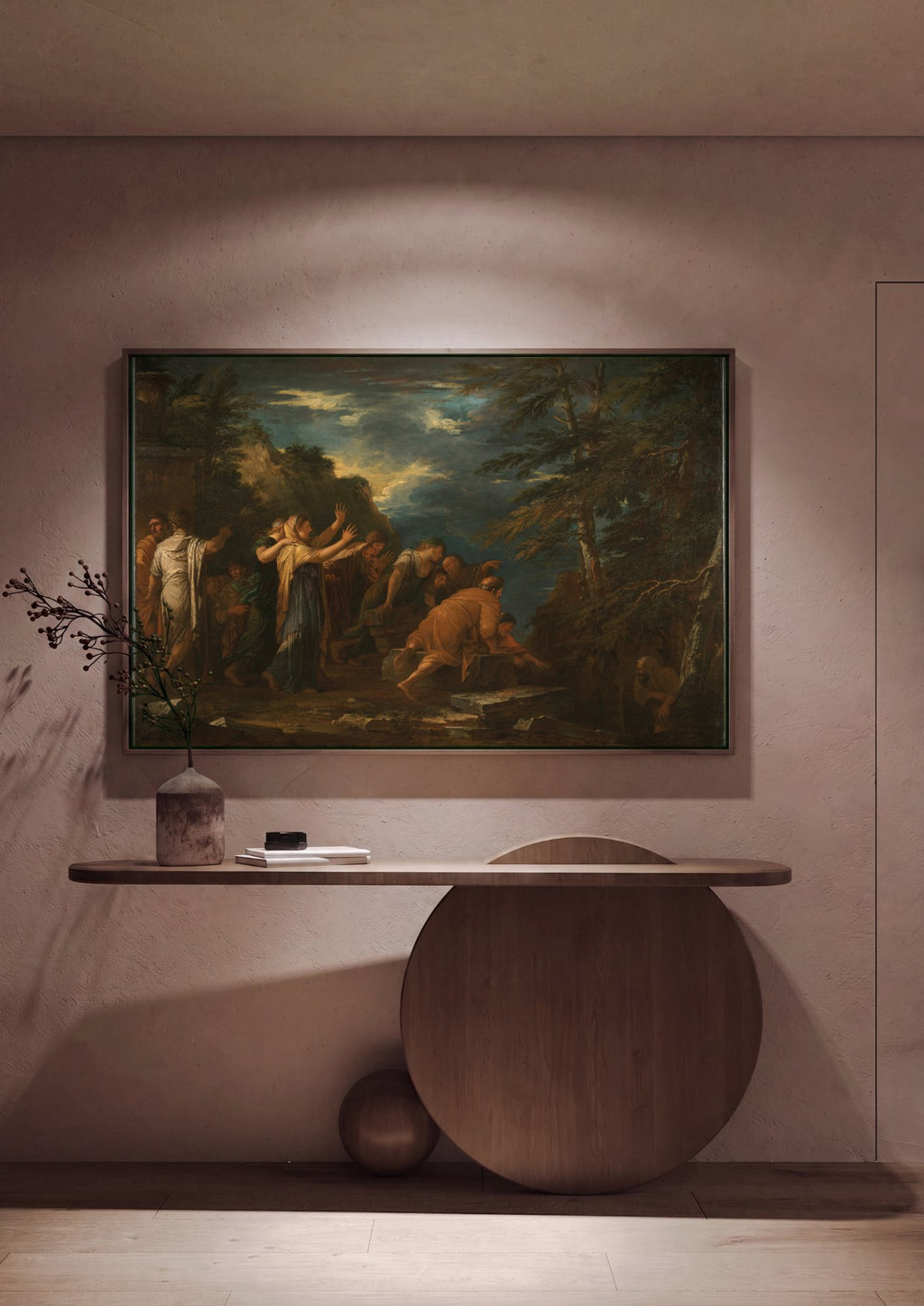 Quadro Decorativo A Ressurreição de Lázaro - Salvator Rosa em ambiente decorado