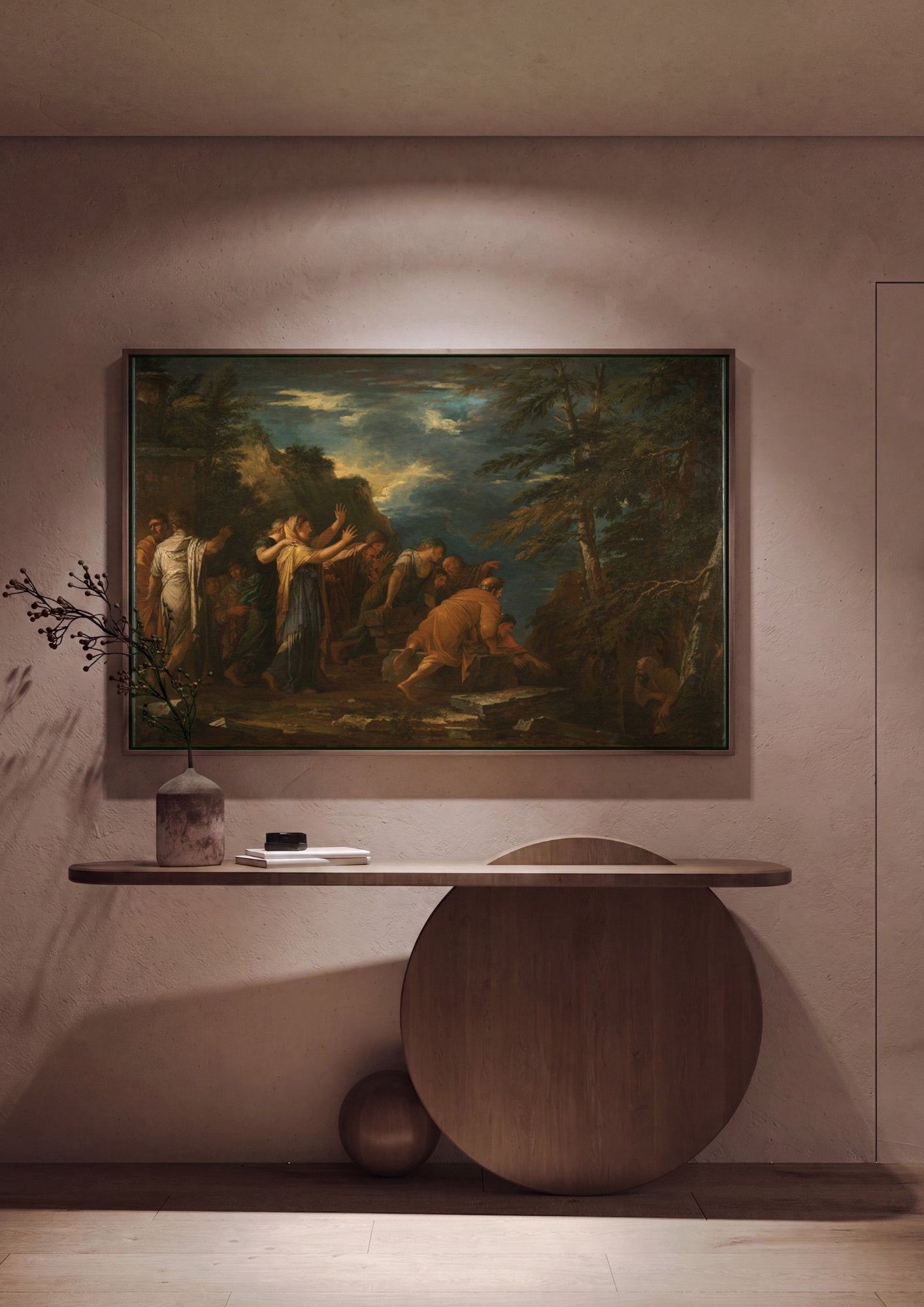 Quadro Decorativo A Ressurreição de Lázaro - Salvator Rosa em ambiente decorado