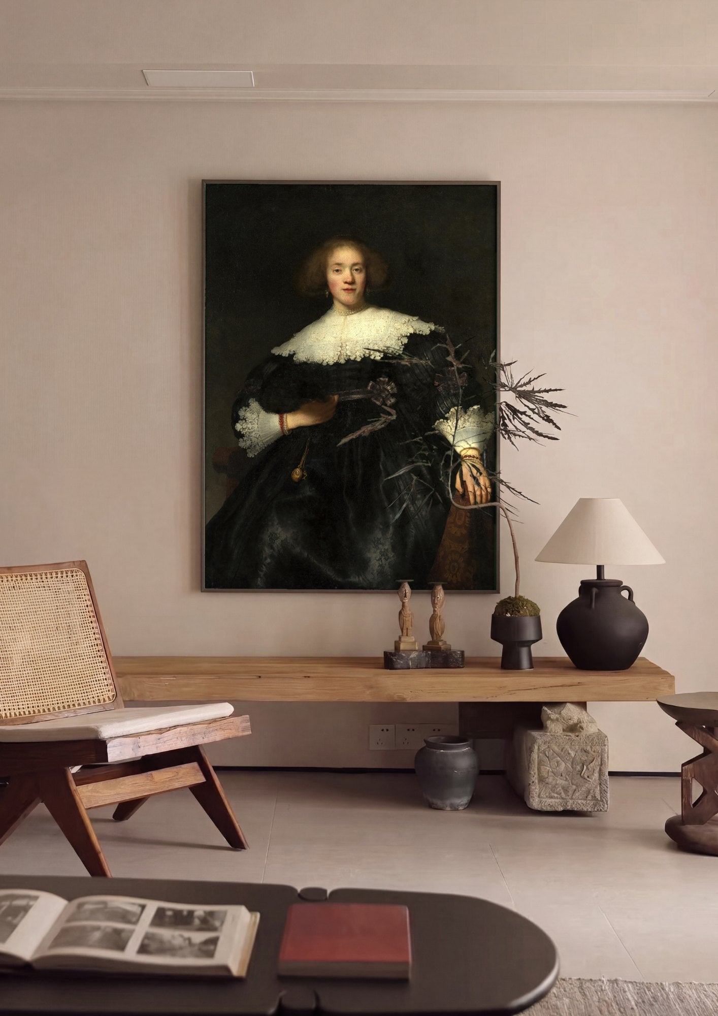 Quadro Decorativo Retrato de Mulher - Rembrandt | quadro emoldurado na parede