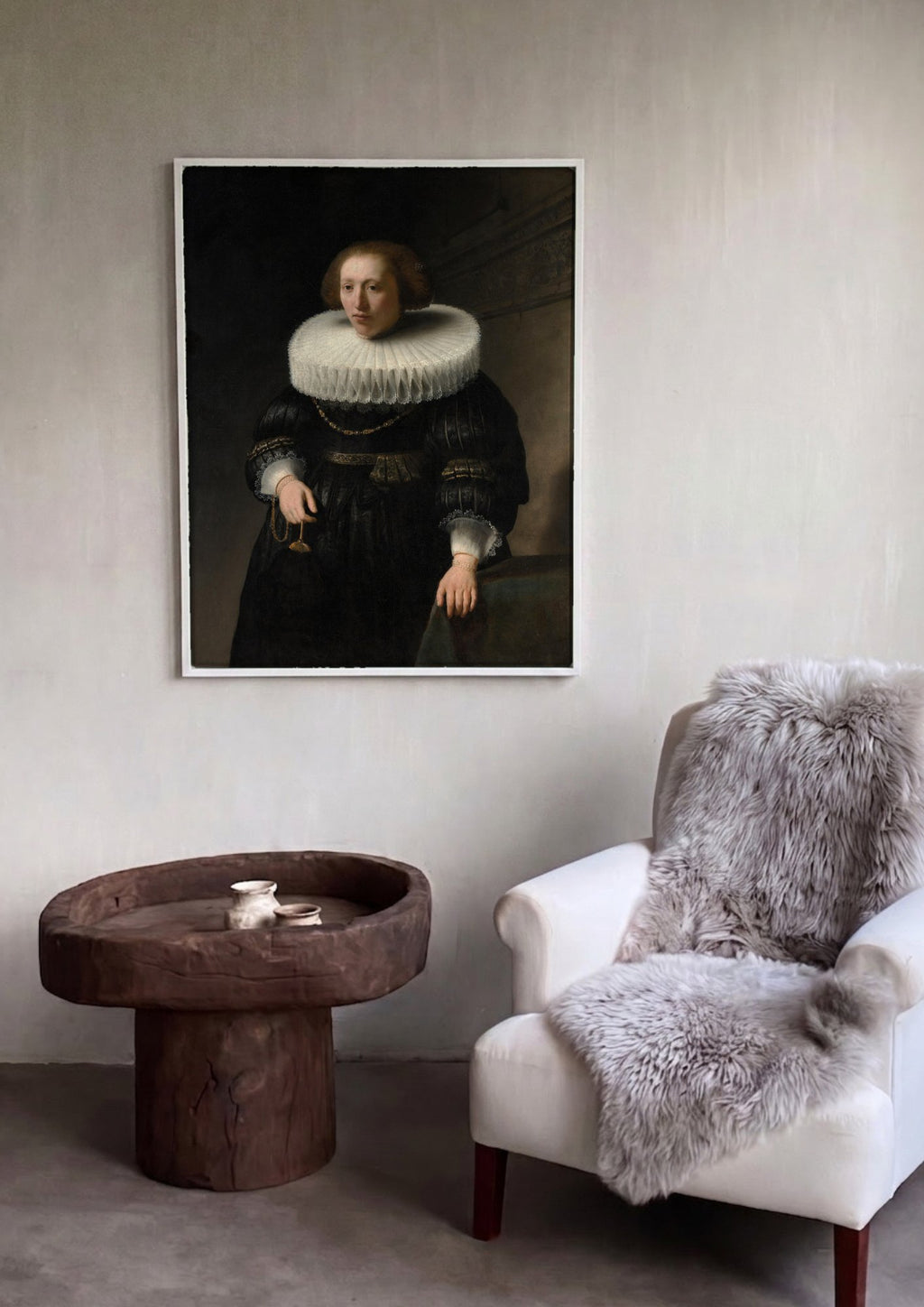 Quadro Decorativo Retrato de Mulher - Rembrandt | quadro emoldurado na parede