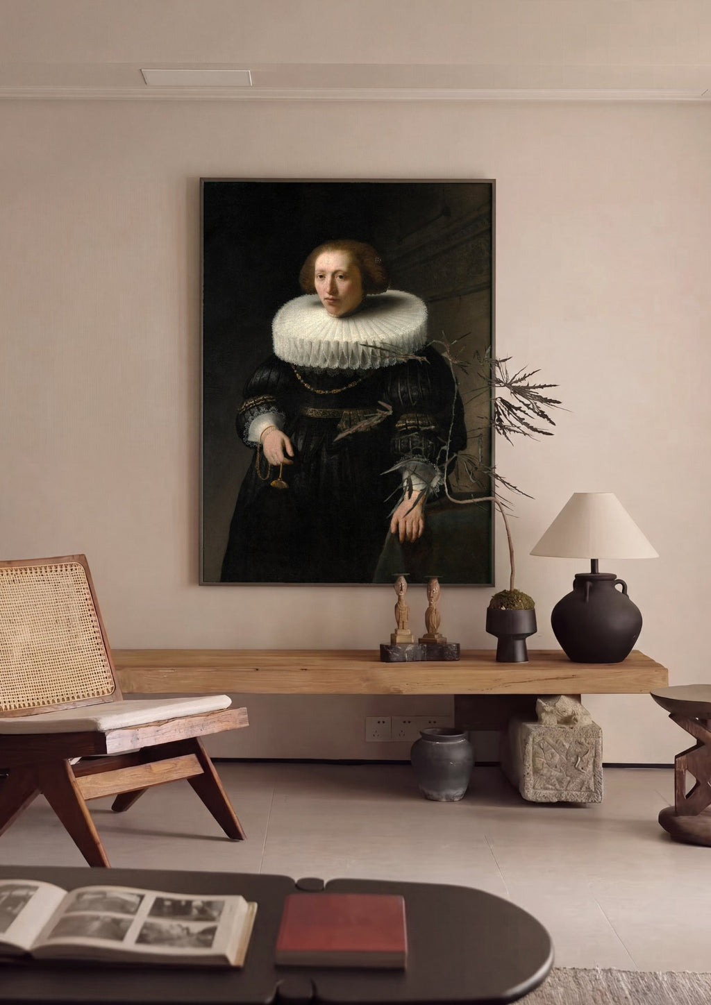 Quadro Decorativo Retrato de Mulher - Rembrandt | quadro emoldurado na parede