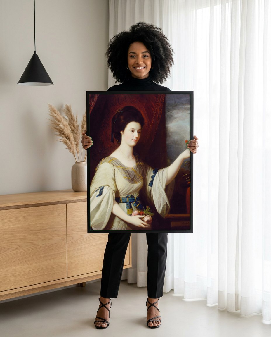 Quadro Decorativo Retrato de Lady Elizabeth Dashwood - Benjamin West | modelo apresentando o quadro emoldurado