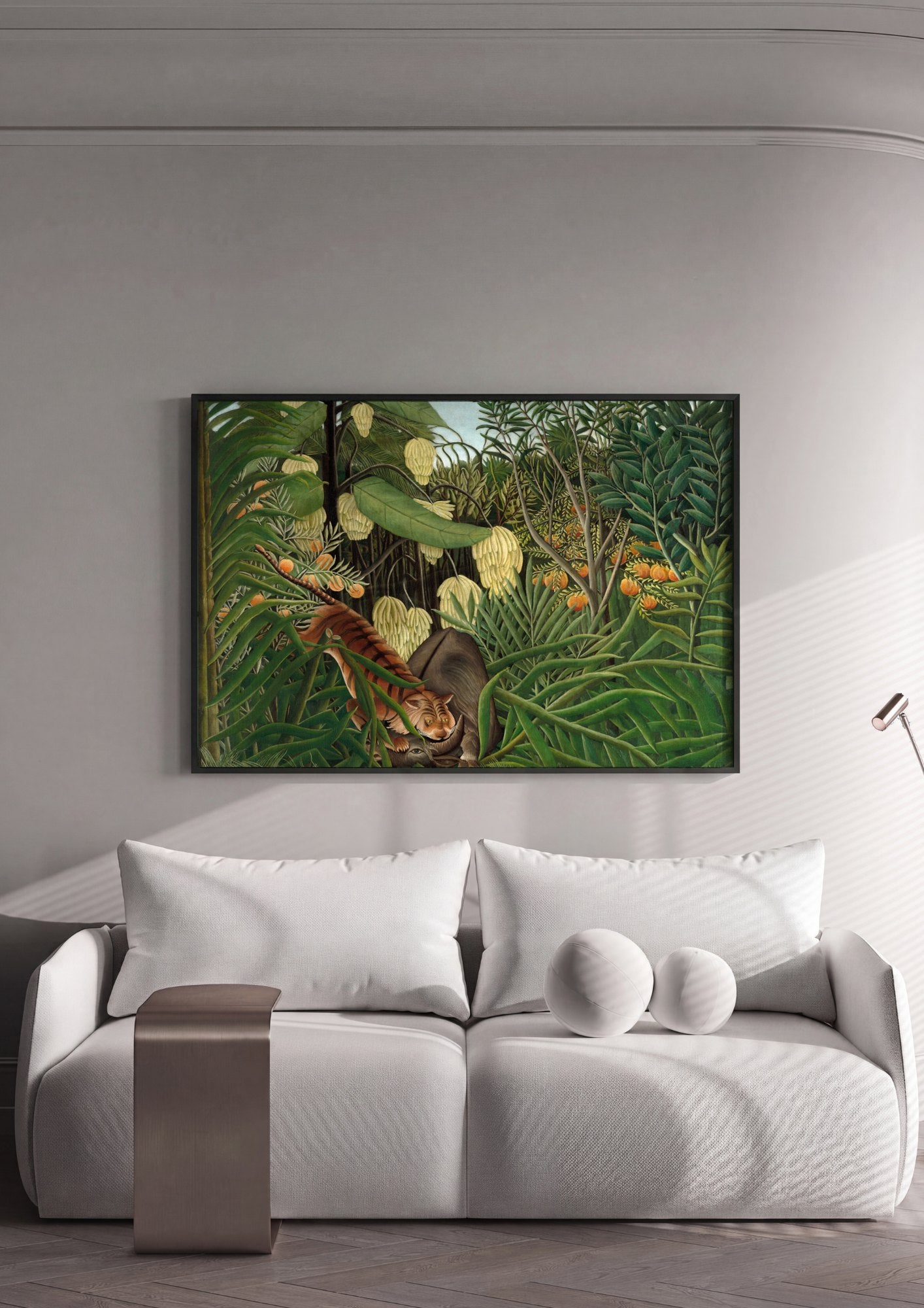 Quadro Decorativo A Luta do Tigre e do Boi - Henri Rousseau | quadro emoldurado na parede