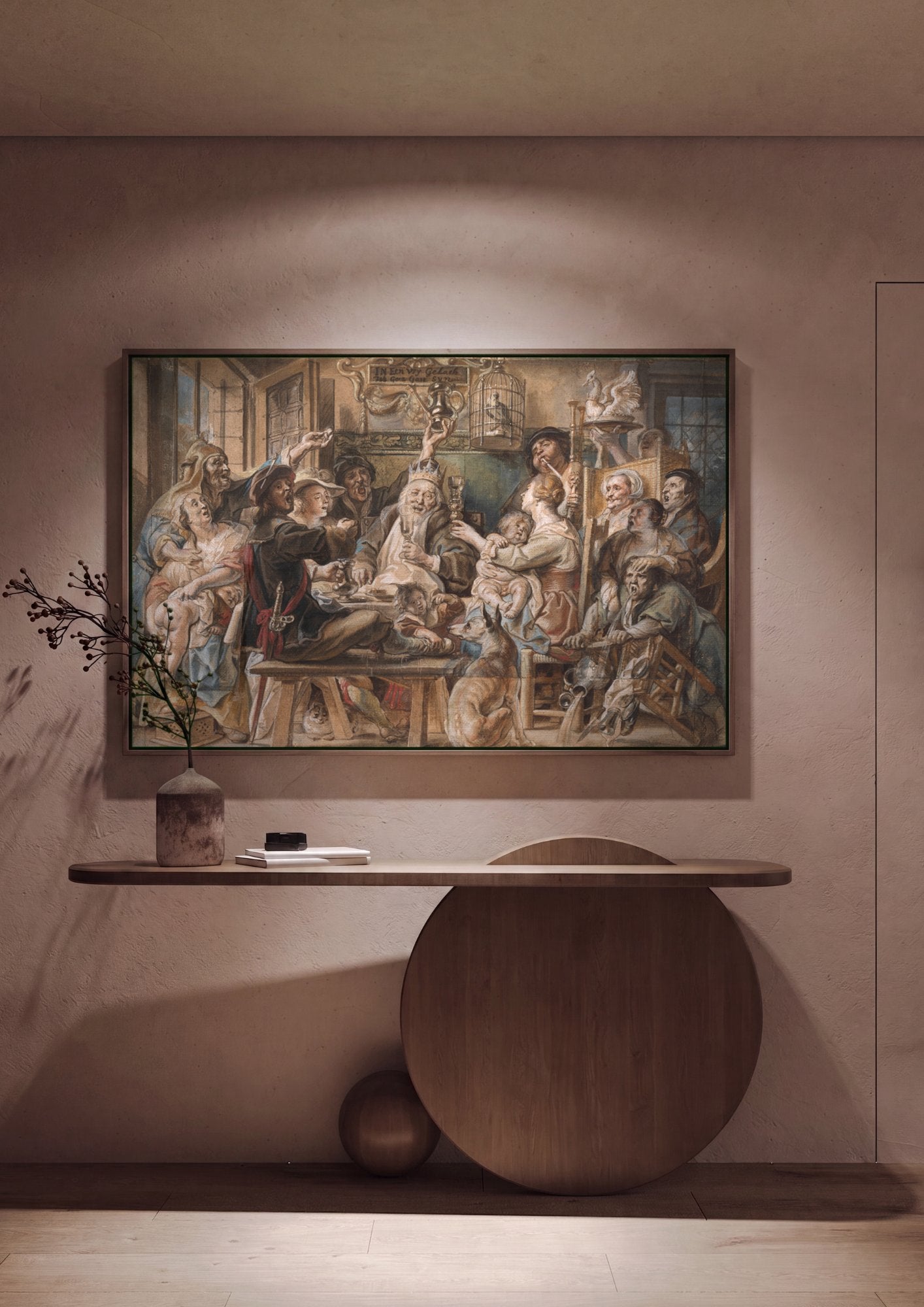 Quadro Decorativo A Festa do Rei - Jacob Jordaens em ambiente decorado