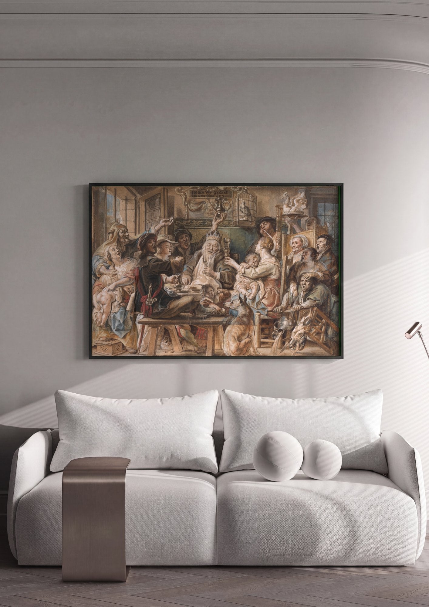 Quadro Decorativo A Festa do Rei - Jacob Jordaens em ambiente decorado