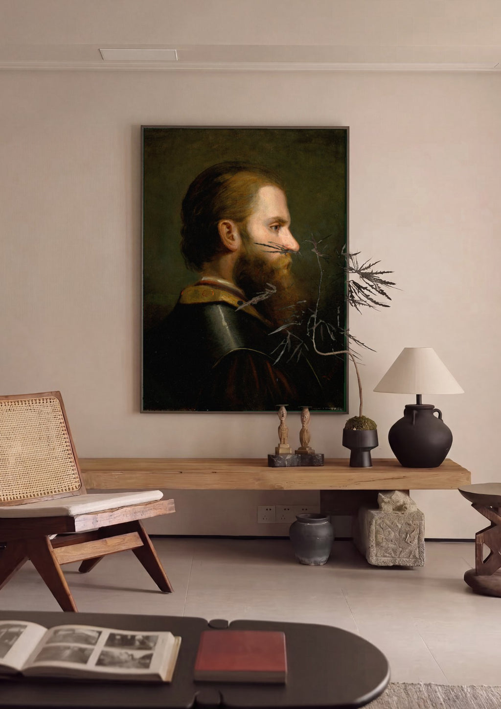 Quadro Decorativo 'Cabeça de Homem com Barba' - Amerling em ambiente decorado