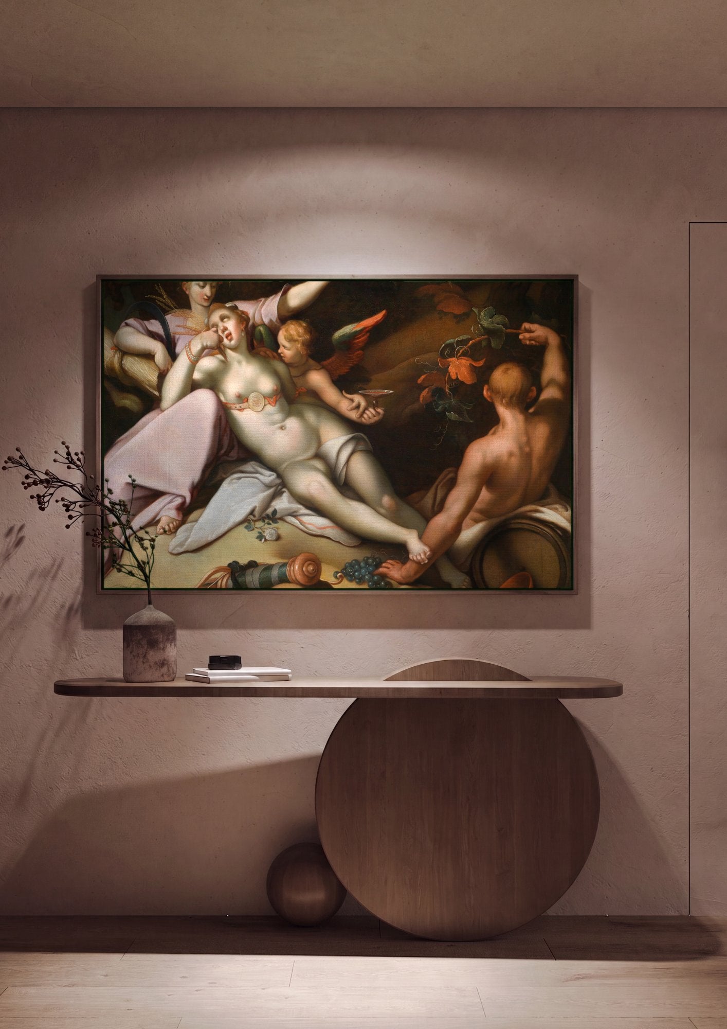 Quadro Decorativo A Oferta a Ceres e Baco - Abraham Bloemaert em ambiente decorado