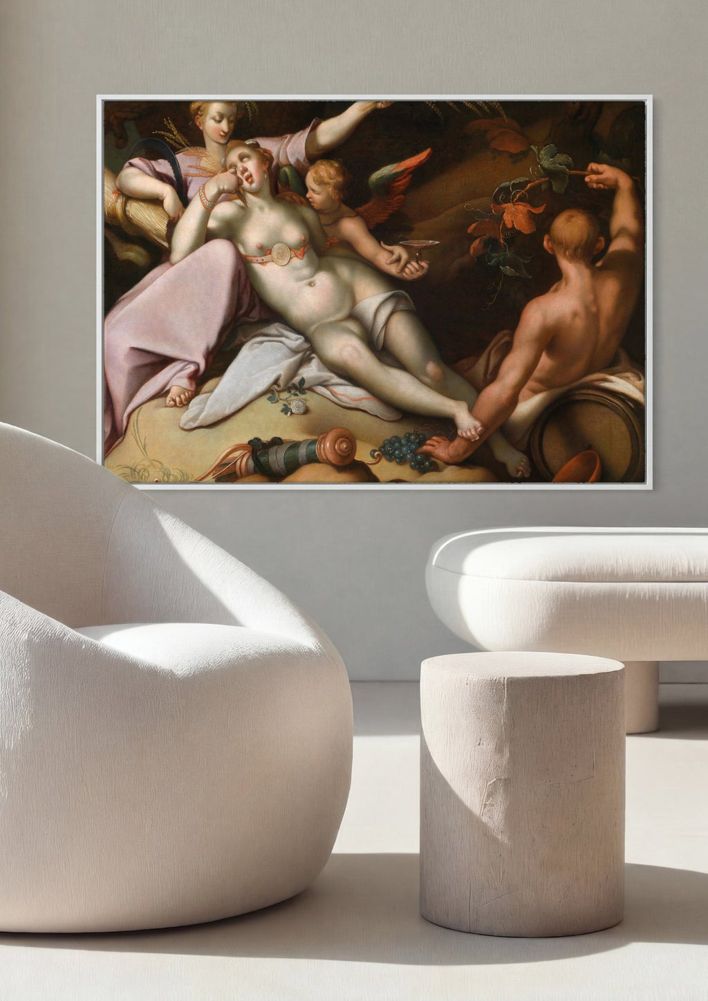 Quadro Decorativo A Oferta a Ceres e Baco - Abraham Bloemaert em ambiente decorado