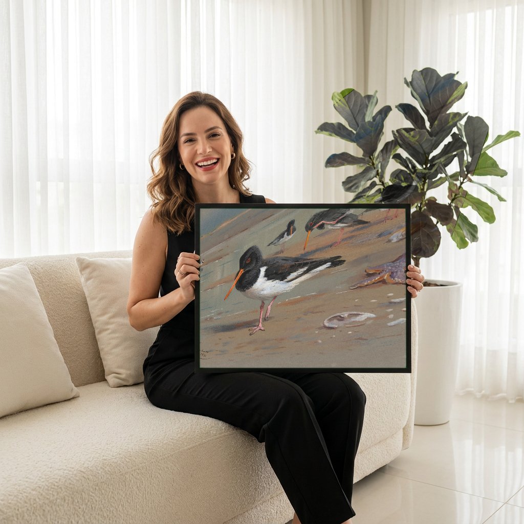 Quadro Decorativo Aves Marinhas - Archibald Thorburn com modelo em ambiente