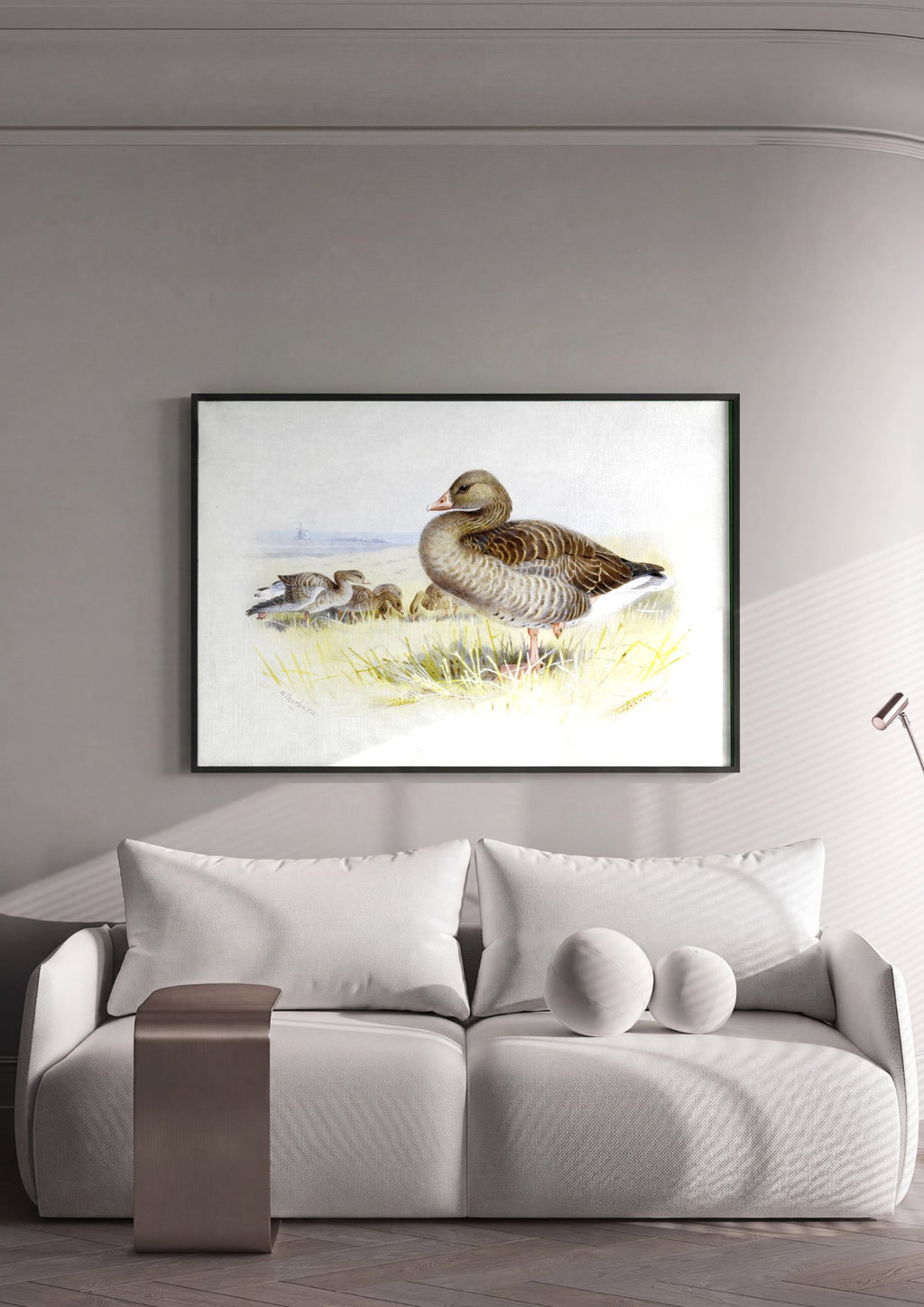 Quadro Decorativo Aves no Campo - Archibald Thorburn em ambiente decorado