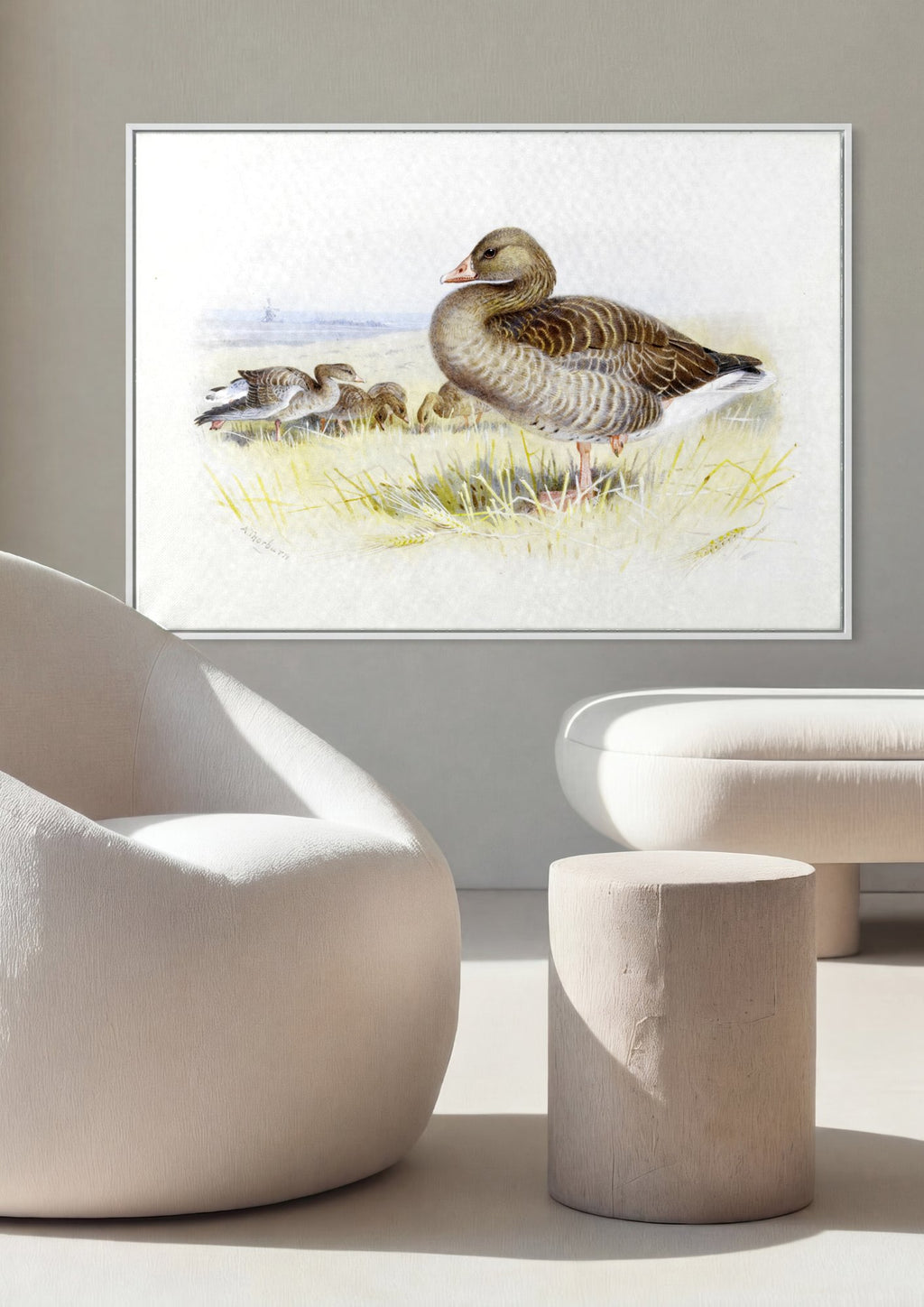 Quadro Decorativo Aves no Campo - Archibald Thorburn em ambiente decorado