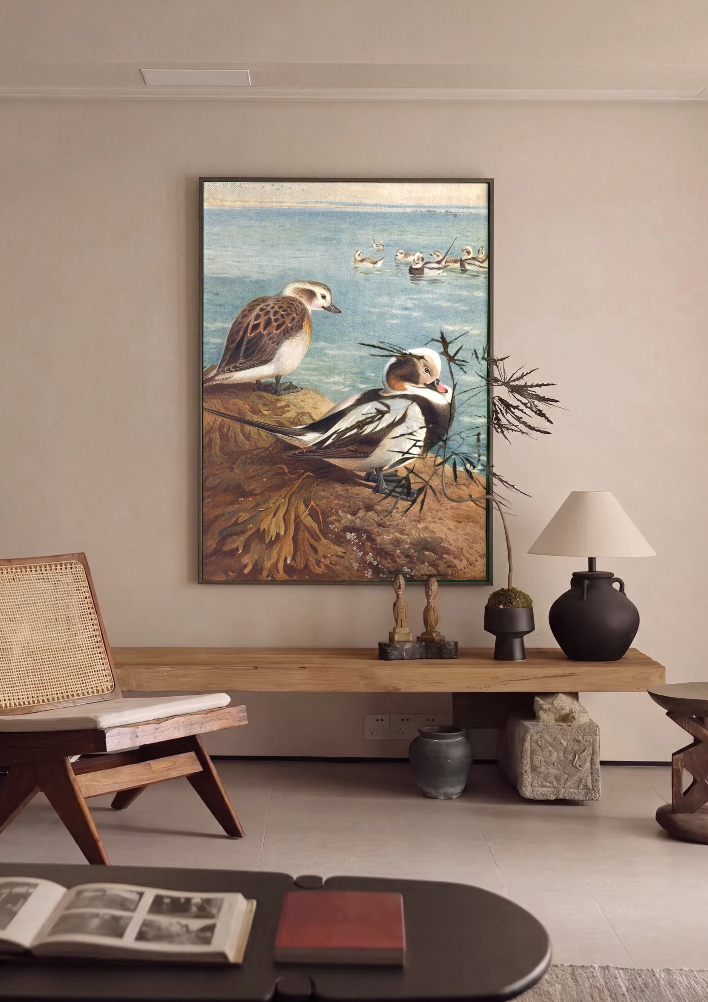 Quadro Decorativo Aves Marinhas - Archibald Thorburn em ambiente decorado