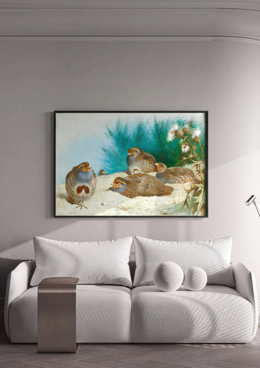 Quadro Decorativo Aves do Campo - Archibald Thorburn em ambiente decorado
