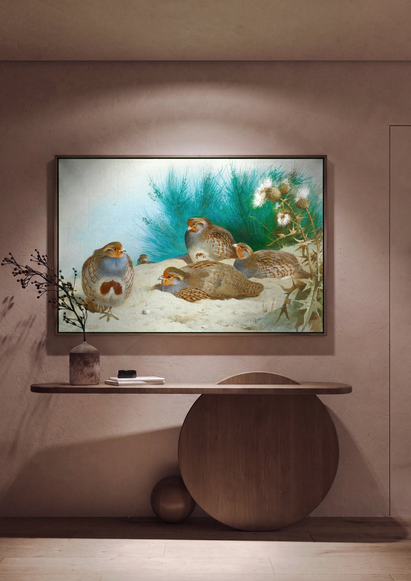 Quadro Decorativo Aves do Campo - Archibald Thorburn em ambiente decorado