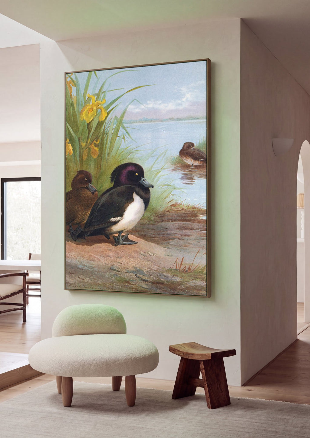 Quadro Decorativo Patos no Lago - Archibald Thorburn em ambiente decorado