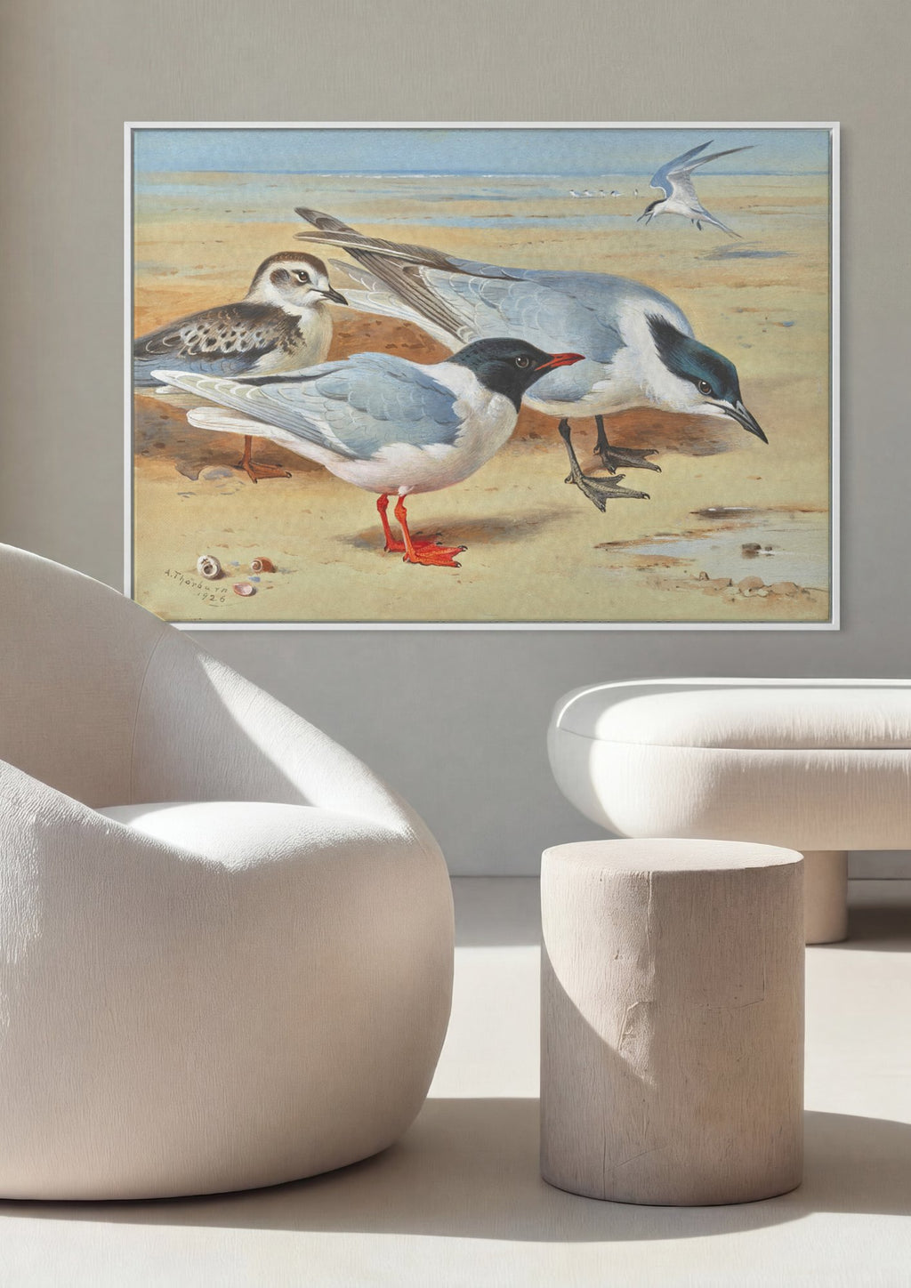 Quadro Decorativo Aves Marinhas - Archibald Thorburn em ambiente decorado
