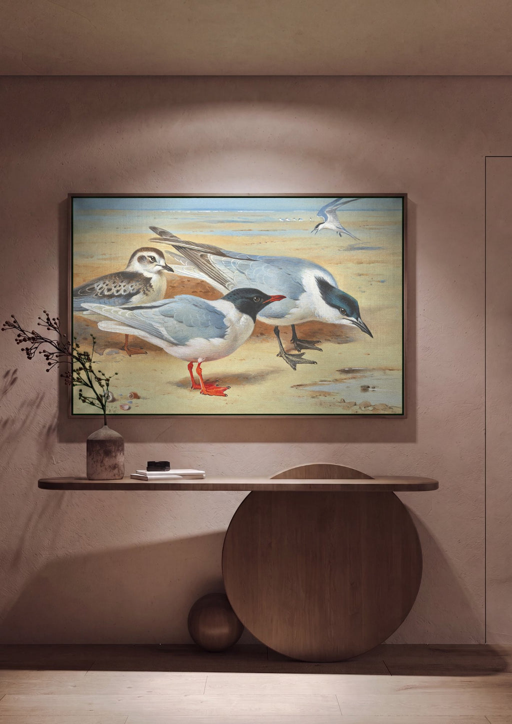 Quadro Decorativo Aves Marinhas - Archibald Thorburn em ambiente decorado