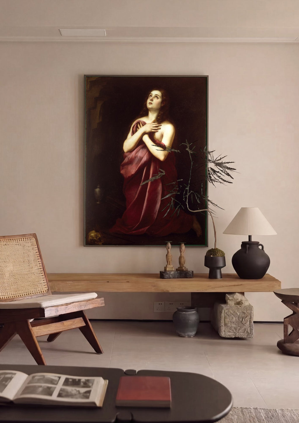 Quadro Decorativo Madalena Penitente - Bartolomé Estebán Murillo em ambiente decorado