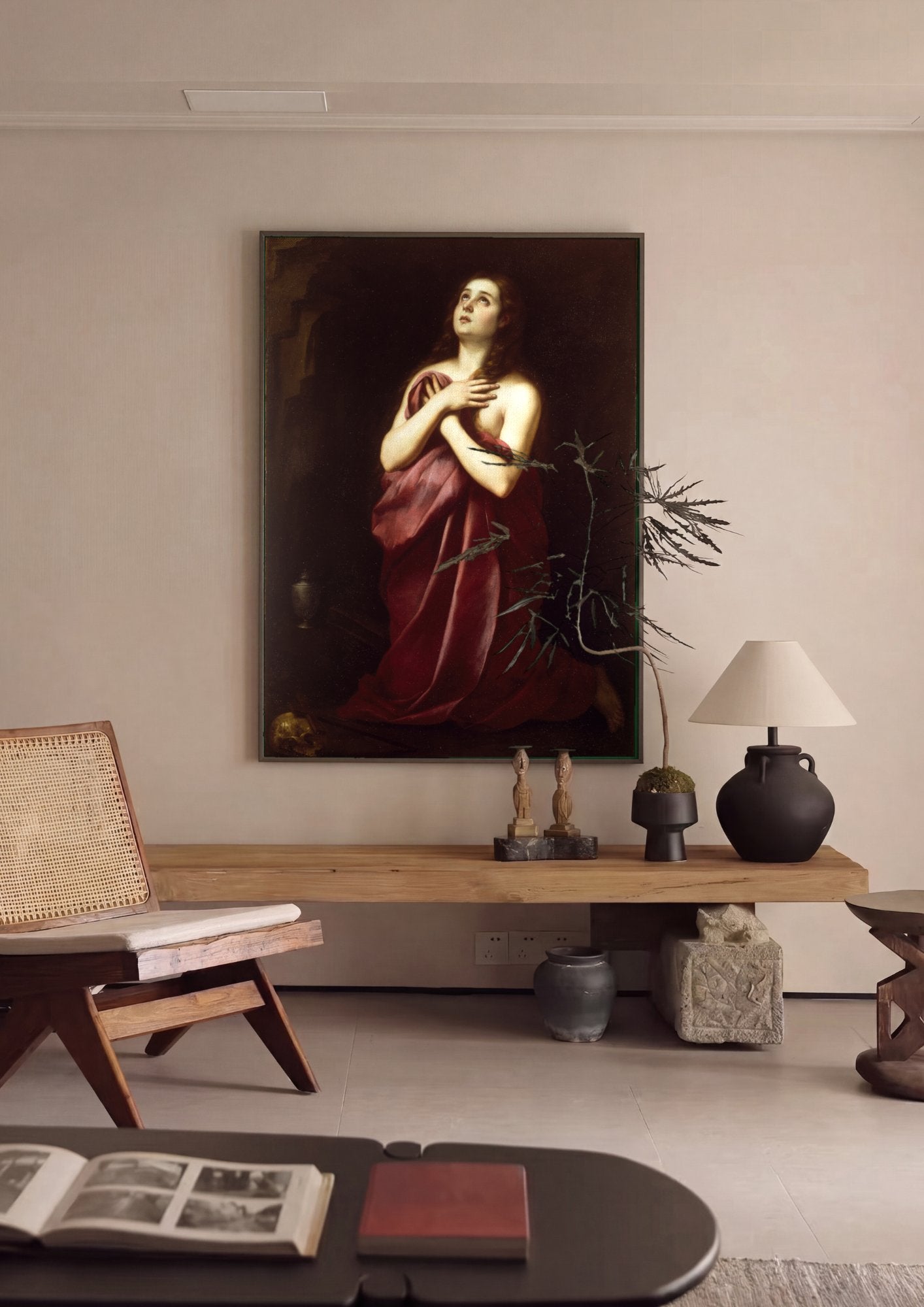 Quadro Decorativo Madalena Penitente - Bartolomé Estebán Murillo em ambiente decorado