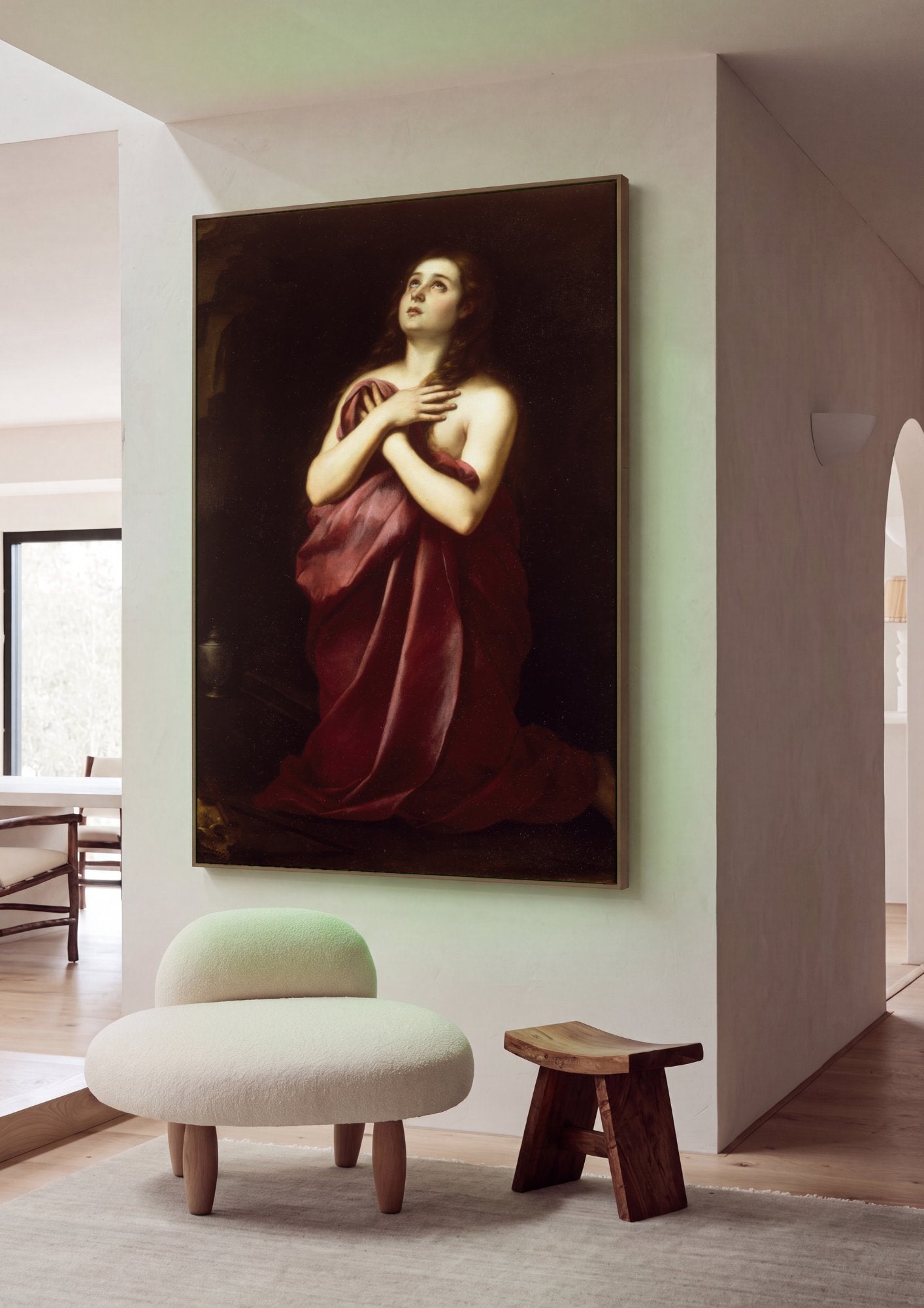 Quadro Decorativo Madalena Penitente - Bartolomé Estebán Murillo em ambiente decorado