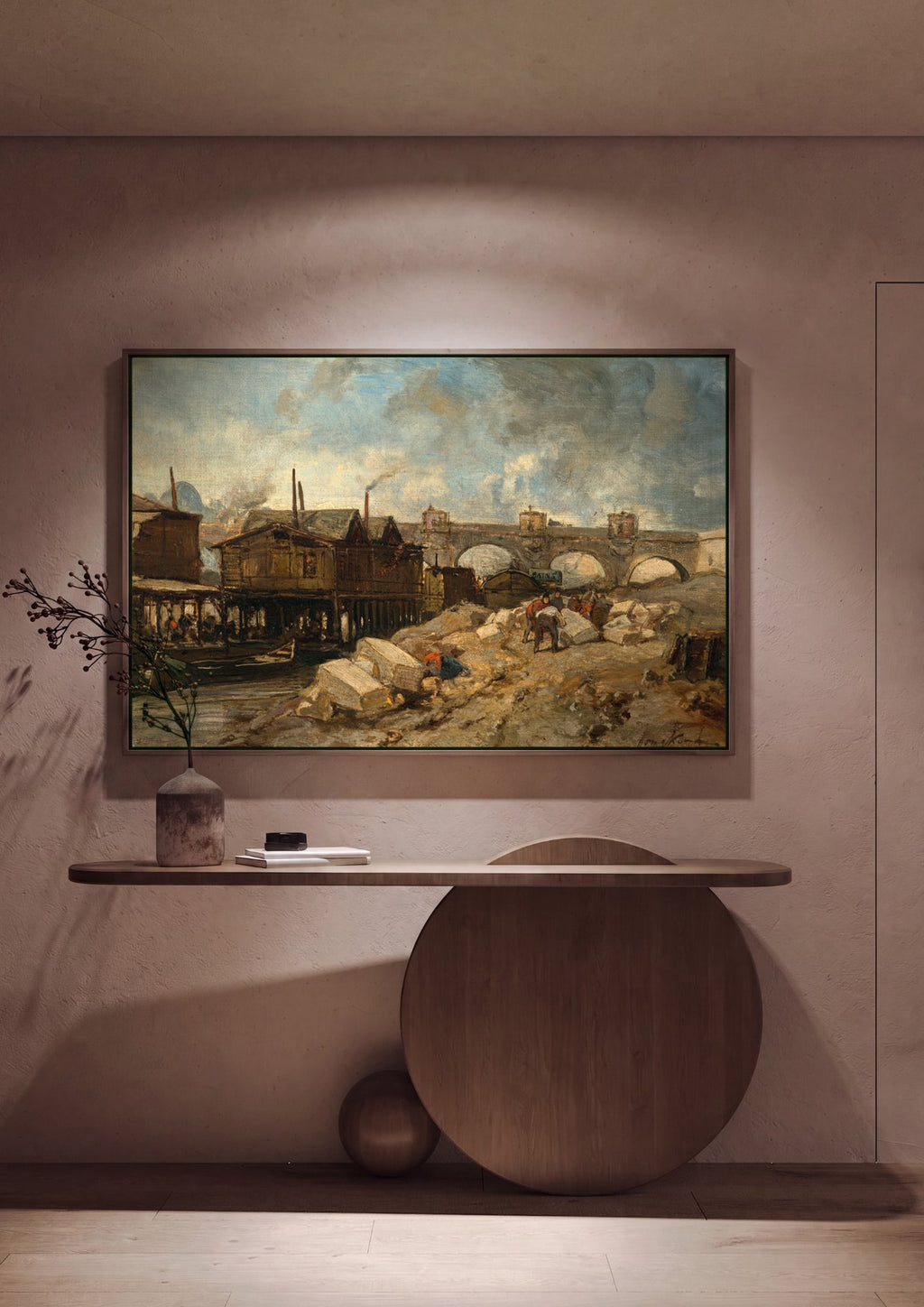 Quadro Decorativo Porto Urbano - Johan Barthold Jongkind em ambiente decorado