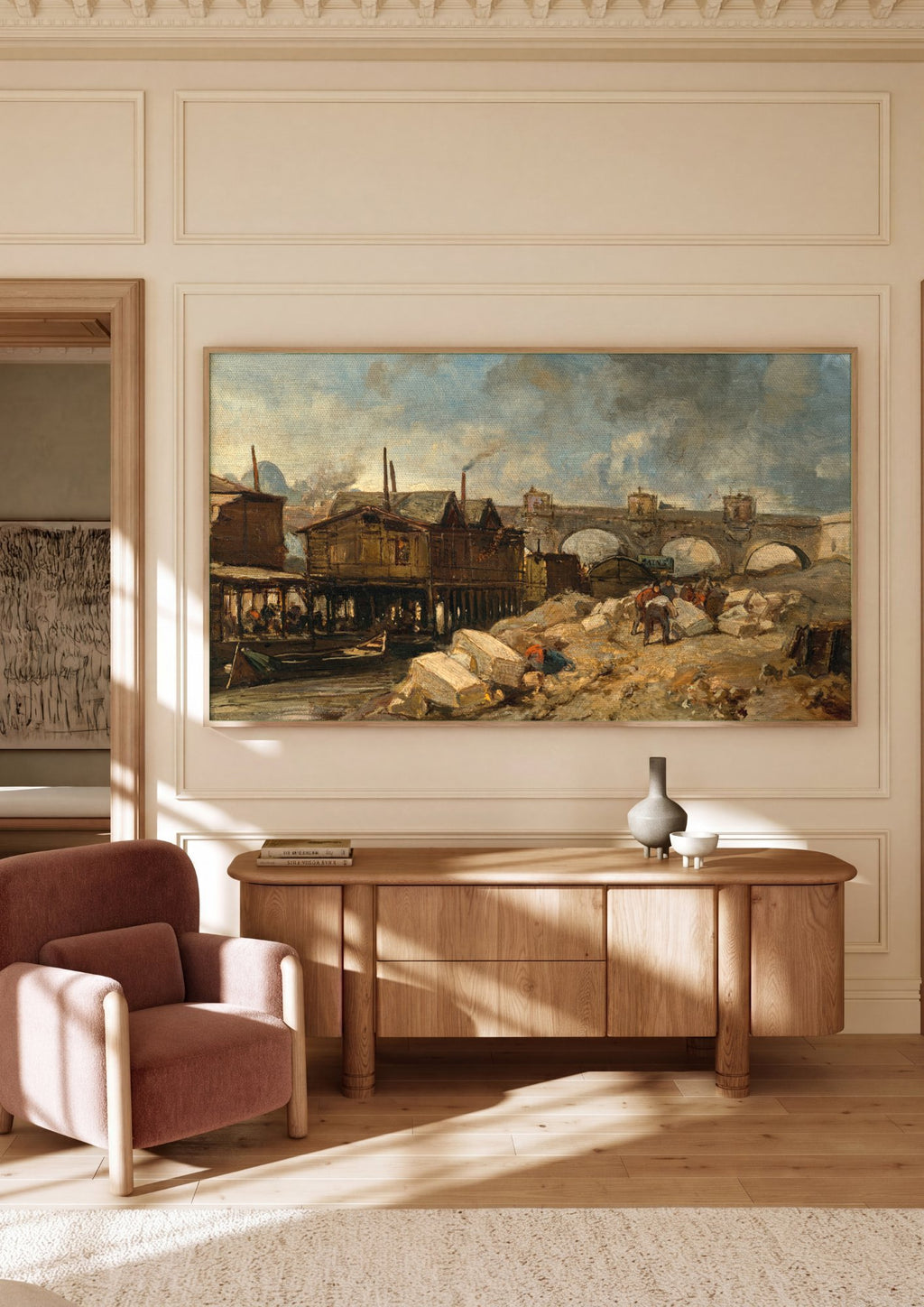 Quadro Decorativo Porto Urbano - Johan Barthold Jongkind em ambiente decorado