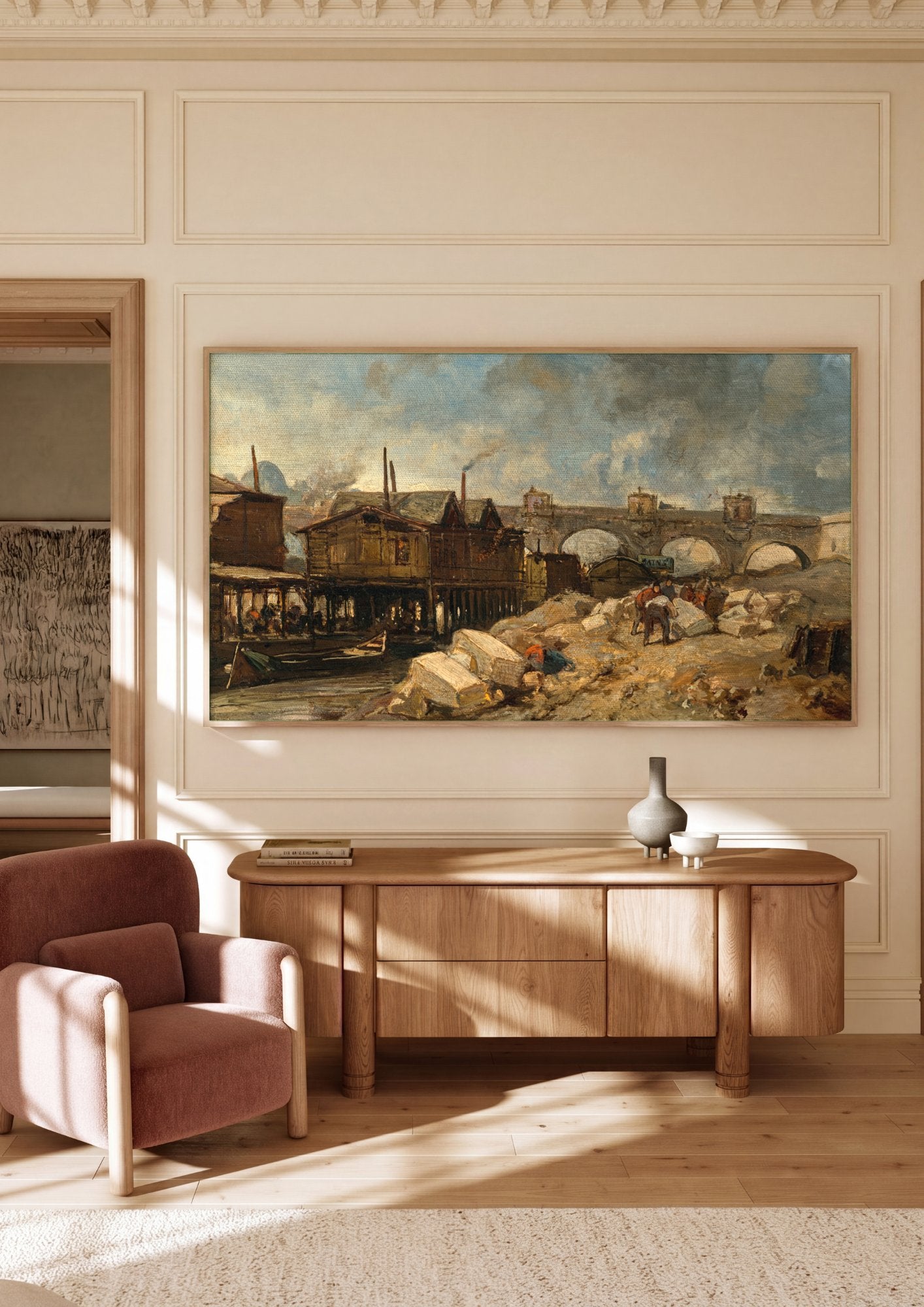 Quadro Decorativo Porto Urbano - Johan Barthold Jongkind em ambiente decorado