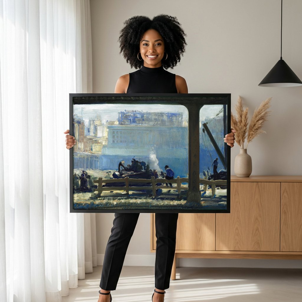 Quadro Decorativo 'Blue Morning' - George Bellows com modelo em ambiente