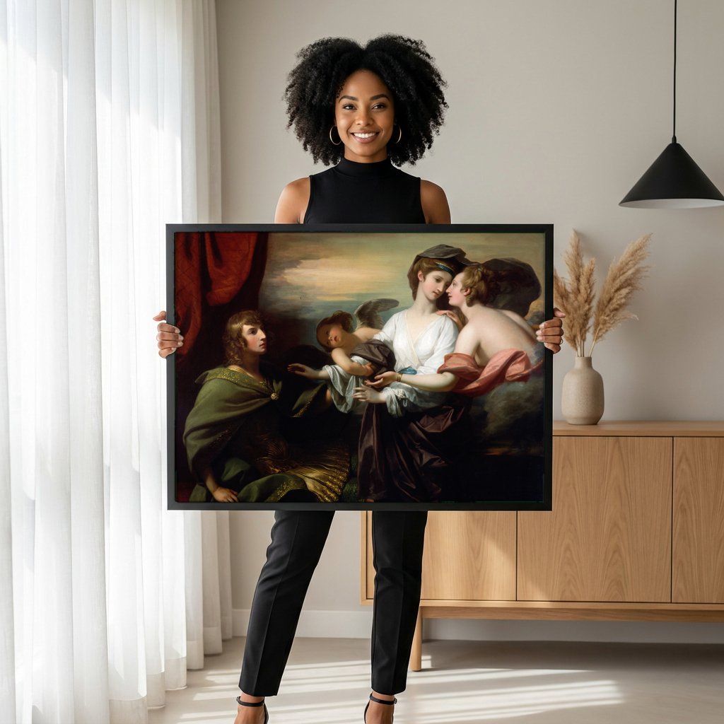 Quadro Decorativo A Expulsão de Hagar - Benjamin West com modelo em ambiente