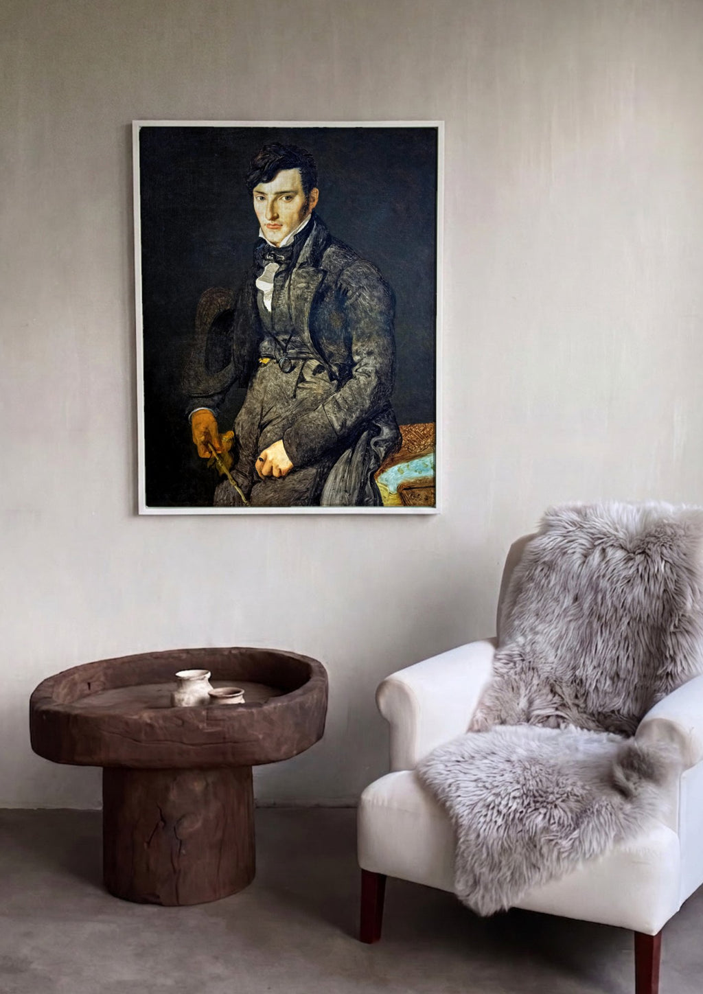 Quadro Decorativo Retrato de Monsieur Bertin - Ingres em ambiente decorado