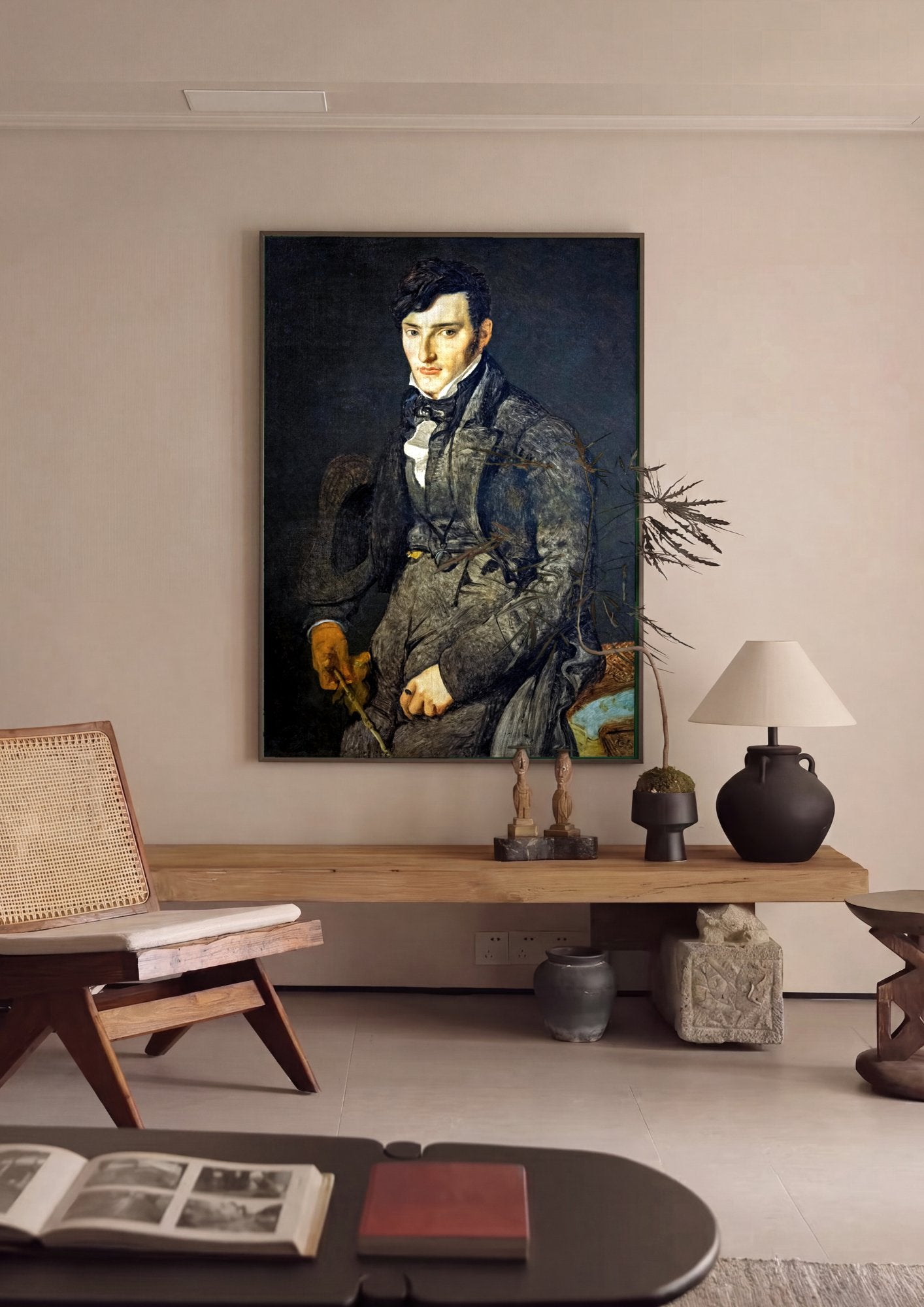 Quadro Decorativo Retrato de Monsieur Bertin - Ingres em ambiente decorado