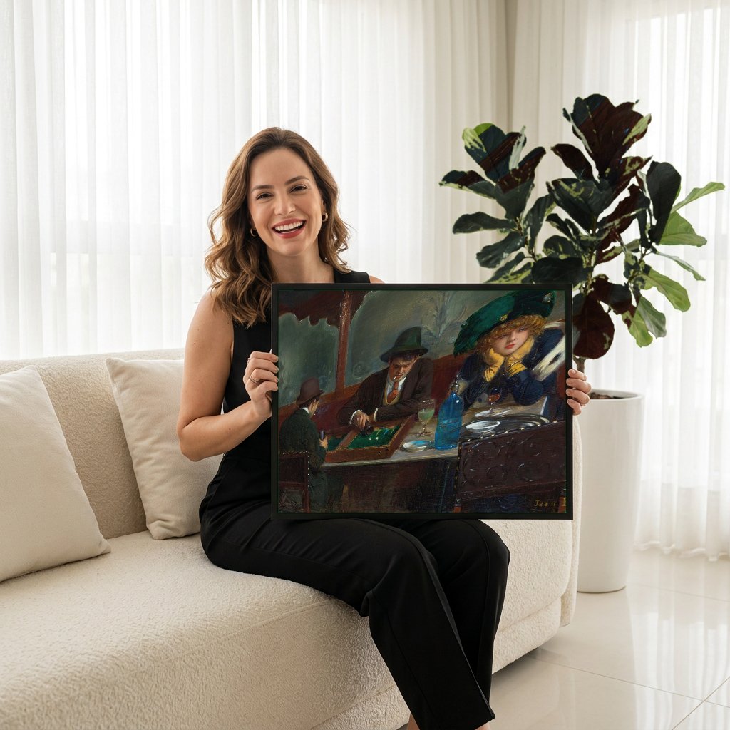 Quadro Decorativo A Mesa de Jogo - Jean Béraud com modelo em ambiente
