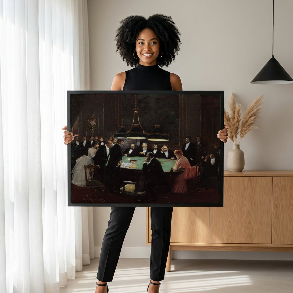 Quadro Decorativo A Mesa de Jogo - Jean Béraud com modelo em ambiente