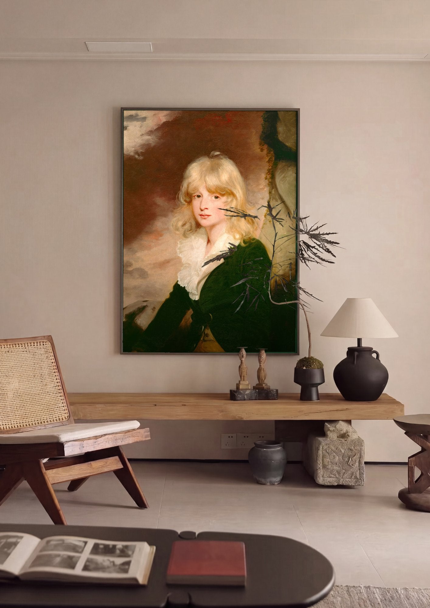 Quadro Decorativo Retrato de Jovem Cabelo Dourado - John Hoppner em ambiente decorado