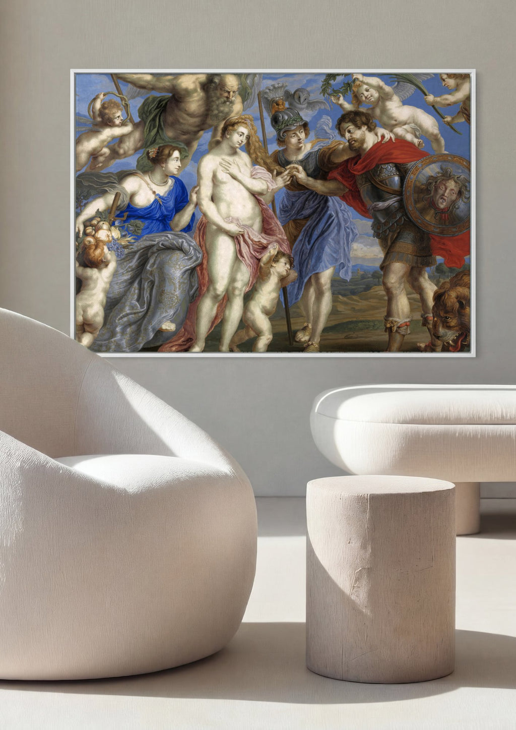 Quadro Decorativo A Paz e a Guerra - Rubens em ambiente decorado