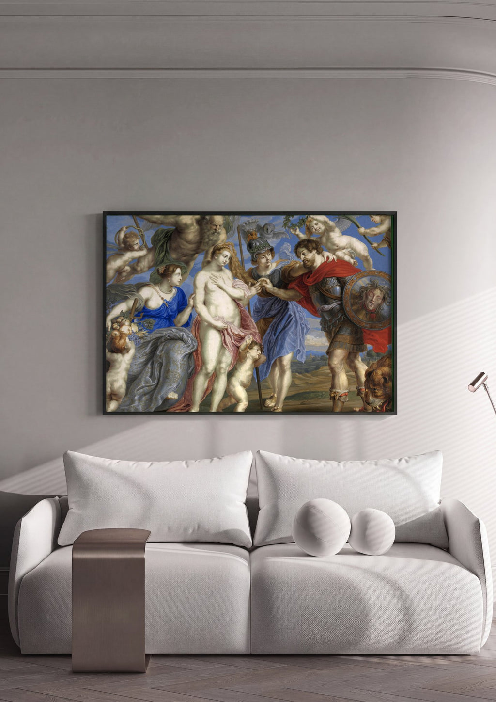 Quadro Decorativo A Paz e a Guerra - Rubens em ambiente decorado