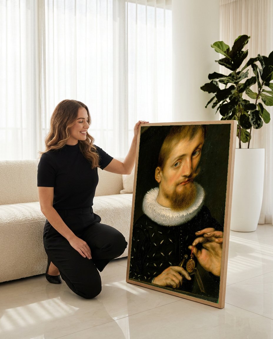 Quadro Decorativo Retrato de Jovem - Rubens com modelo em ambiente