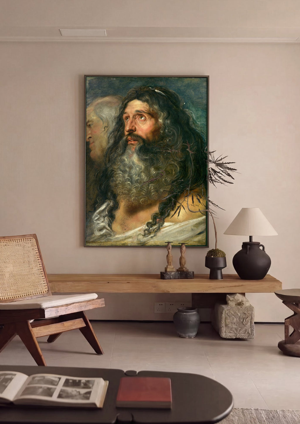 Quadro Decorativo 'A Cabeça de Ciro' - Rubens em ambiente decorado