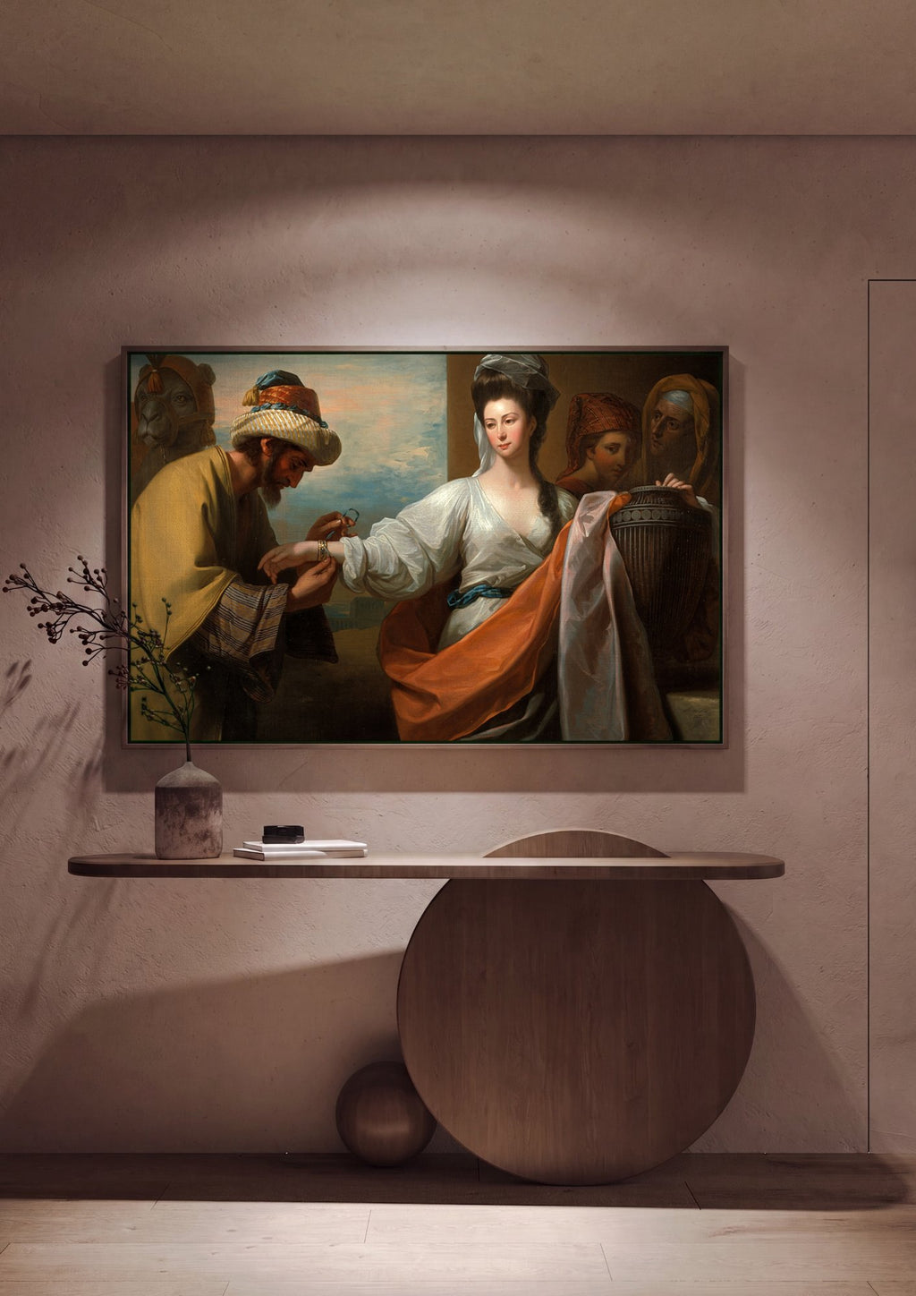 Quadro Decorativo A Oferta de Rebeca - Benjamin West em ambiente decorado