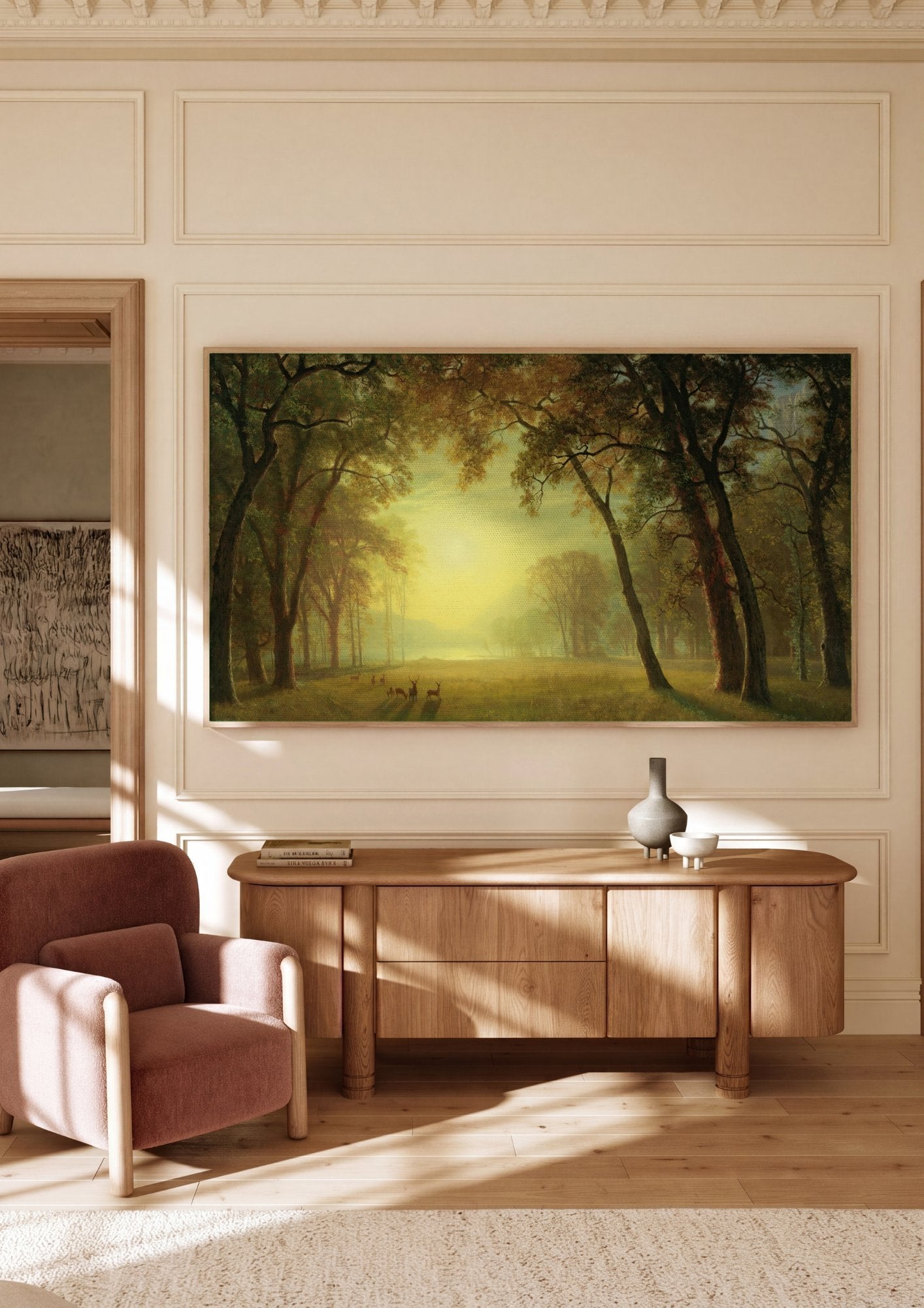 Quadro Decorativo Floresta Dourada - Albert Bierstadt em ambiente decorado